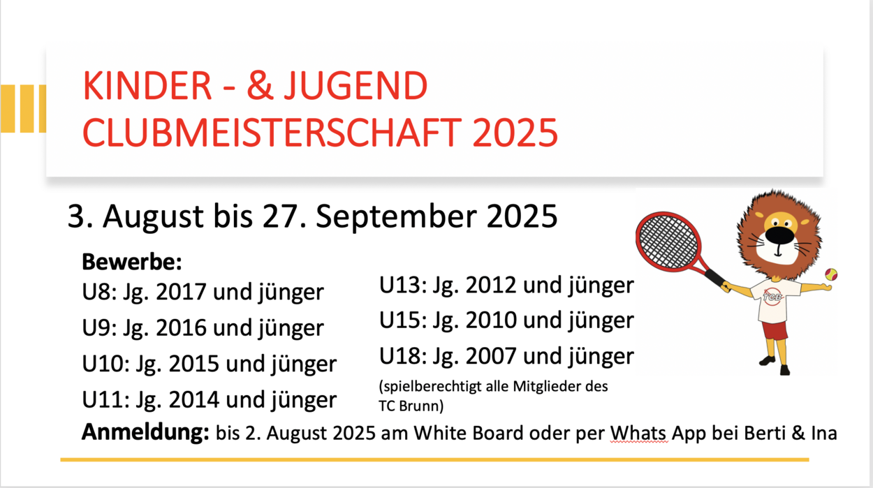 KINDER- UND JUGEND CLUBMEISTERSCHAFTEN 2025