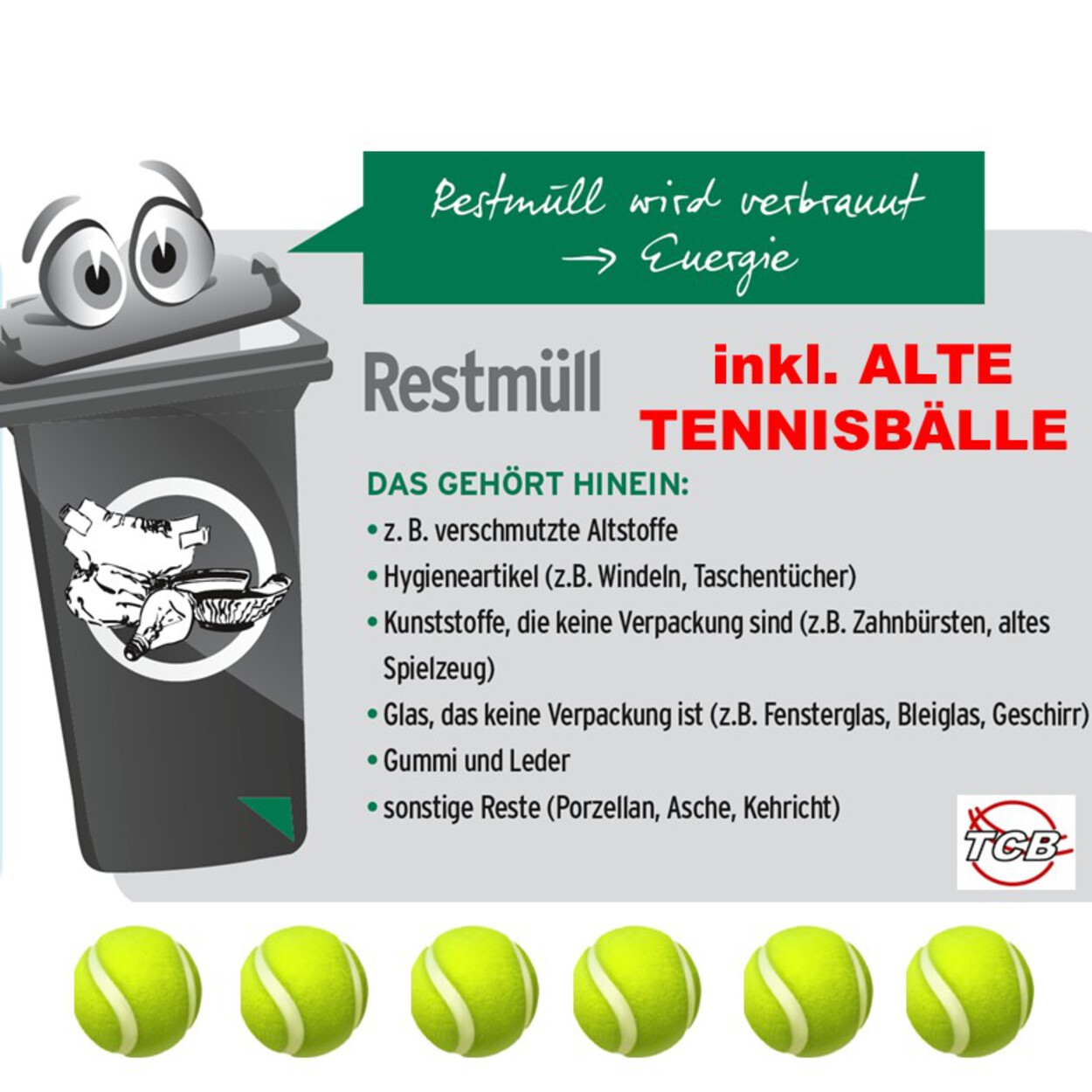 Abfalltrennung, Gebrauchte Tennisbälle kommen ab jetzt in den Restmüll