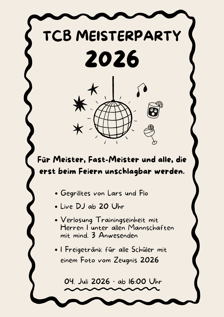 TCB Meisterparty 2026 | Samstag 04.07.2026