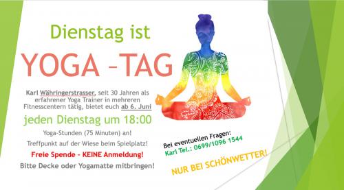 YOGA - es geht wieder los! Bei Schönwetter jeden Dienstag um 18:00!!! 